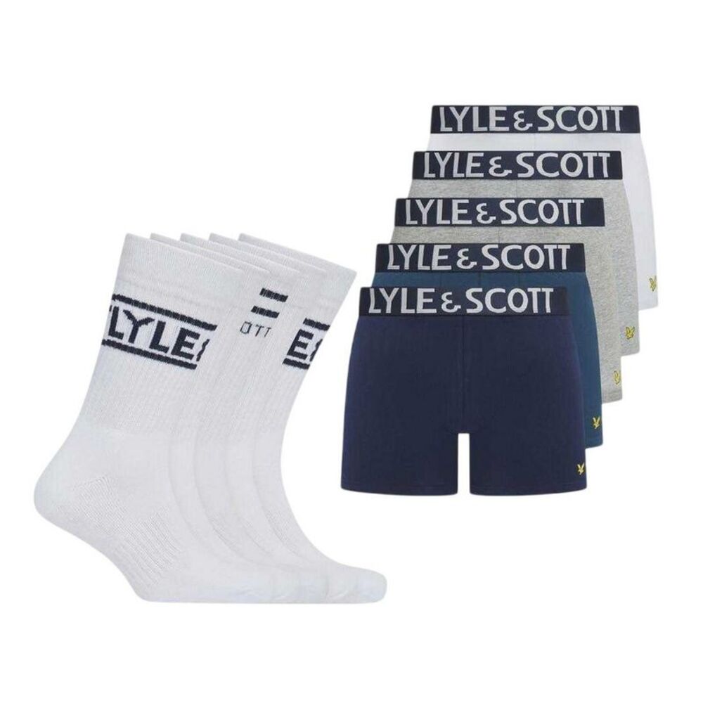 Lyle & Scott Mens Tweed Gift Set (Pack of 10) / Floral/Blue